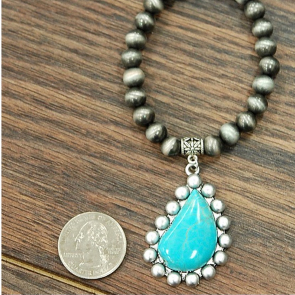 Turquoise Stretch Bracelet - Picture 2 of 2